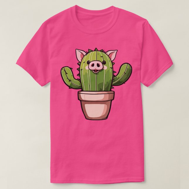 Pig Cactus art illustration T-Shirt (Design Front)