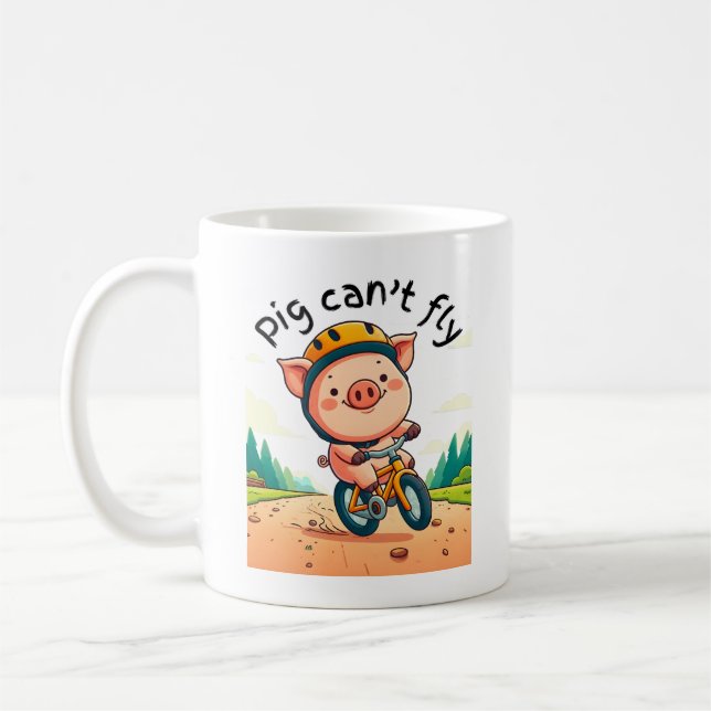 Pig Can't Fly. L Pink BG Coffee Mug (Left)