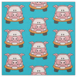 Pig Cartoon Car Pattern Fabric
