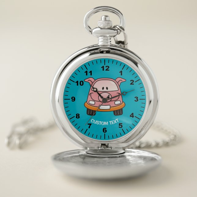 Pig cartoon car pocket watch (Inside)