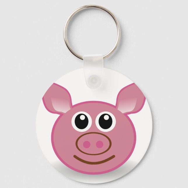 Pig Cartoon Face Keychain (Front)