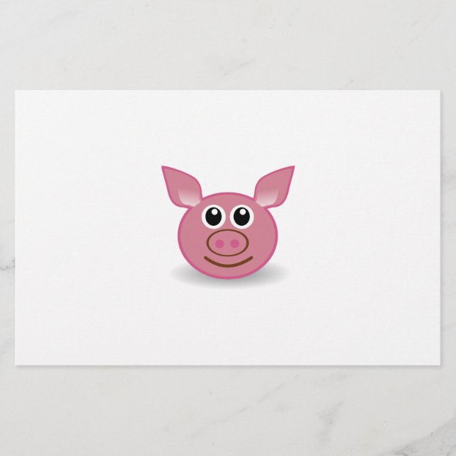 Pig Cartoon Face Stationery (Front)