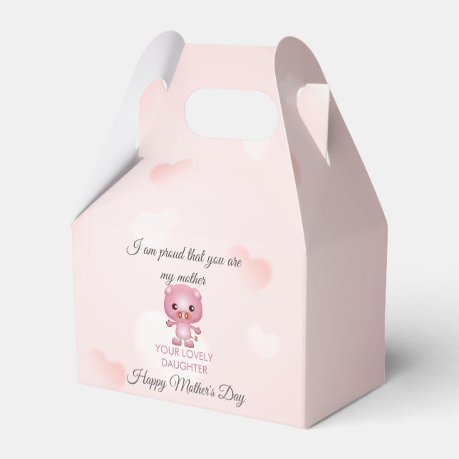 Pig Cartoon Mother's Day  Favor Boxes (Back Side)