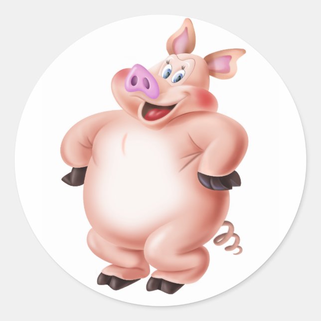 Pig, cerdo, porco, Schwein, cochon Classic Round Sticker (Front)