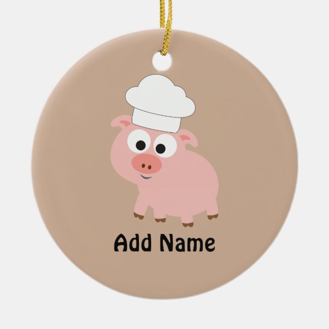 Pig Chef Ceramic Ornament (Front)