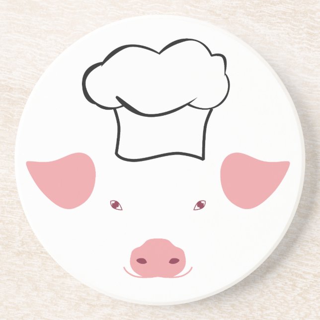 Pig Chef Sandstone Coaster (Front)