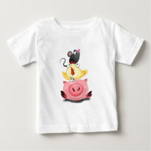 Pig Chick and Mouse Friends Funny Baby T-Shirt