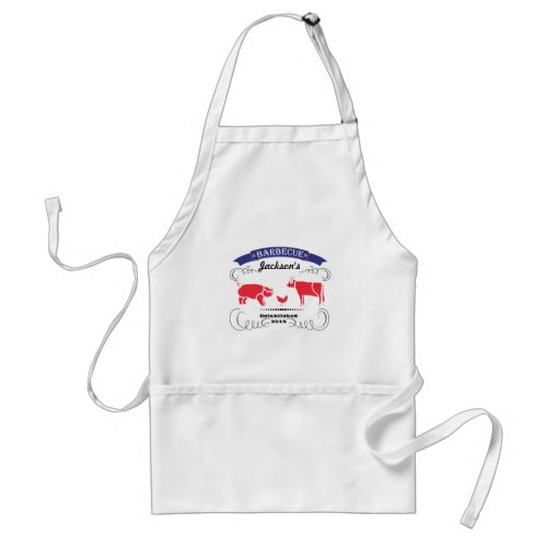 Pig Chicken and Cow Vintage Barbeque Adult Apron