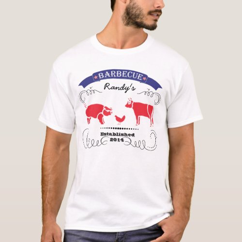 Pig Chicken and Cow Vintage Barbeque Logo T_Shirt