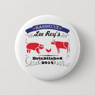 Pig, Chicken and Cow Vintage Barbeque Pinback Button
