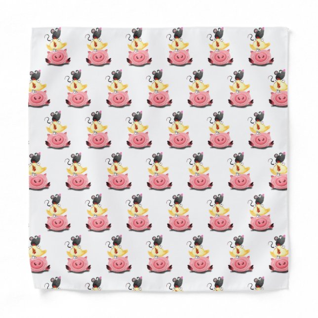 Pig Chicken and Mouse Frends Funny Bandana (Front)