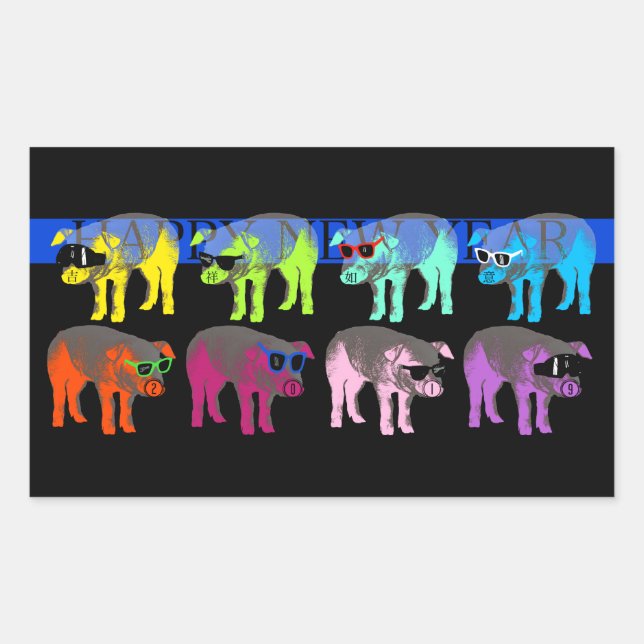 Pig Chinese New Year 2019 Pop Rectangular S Rectangular Sticker (Front)