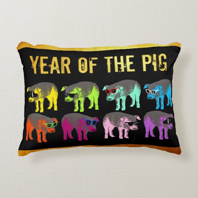 Pig Chinese New Year Zodiac Birthday Accent Pillow (Front)