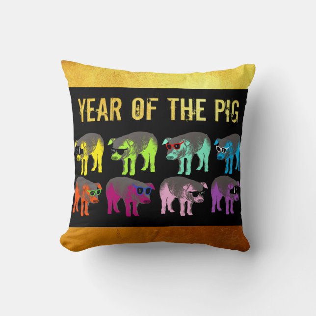 Pig Chinese New Year Zodiac Birthday Square Pillow (Front)