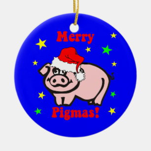 pig Christmas Ceramic Ornament