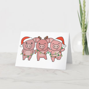 Pig Christmas Christmas Animals Cute Pigs Holiday Card