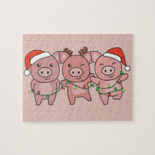 Pig Christmas Christmas Animals Cute Pigs Jigsaw P Jigsaw Puzzle
