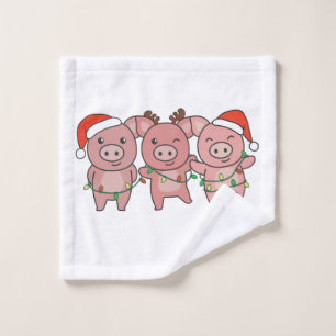 Pig Christmas Christmas Animals Cute Pigs Wash Cloth