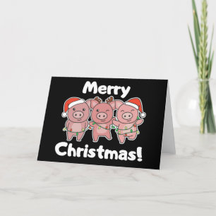 Pig Christmas Cute Pigs Merry Christmas Holiday Ca Card