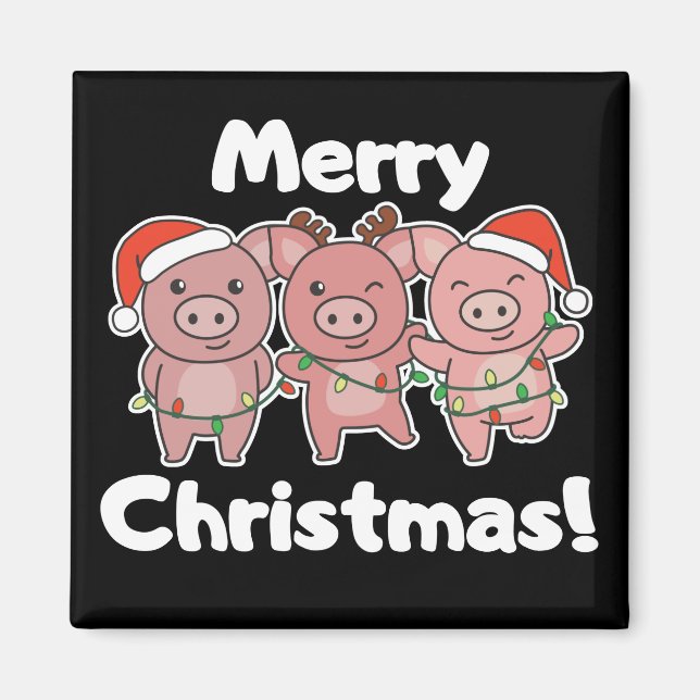 Pig Christmas Cute Pigs Merry Christmas Magnet (Front)