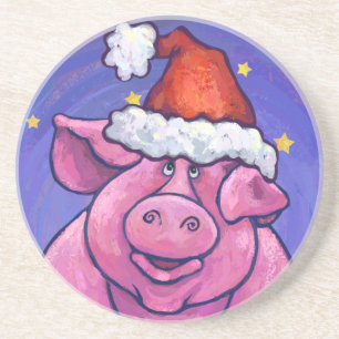 Pig Christmas Drink Coaster