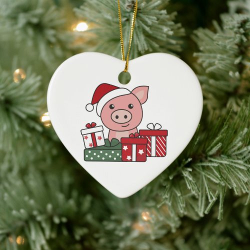 Pig Christmas Gift Winter Animals Pigs Ceramic Orn Ceramic Ornament