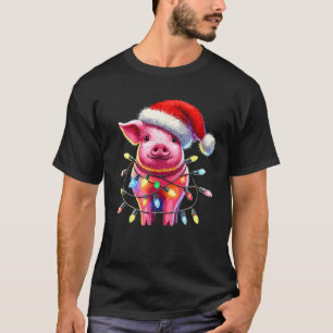 Pig Christmas Light Pig Lover T-Shirt