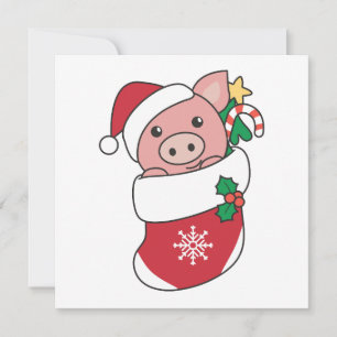 Pig Christmas Snow Winter Animals Pigs Holiday Car Card