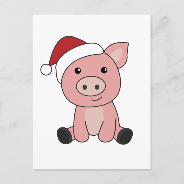 Pig Christmas Snow Winter Animals Pigs Holiday Postcard (Front)