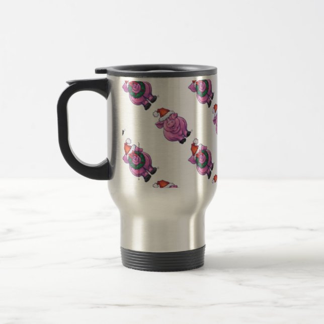 Pig Christmas Travel Mug (Left)