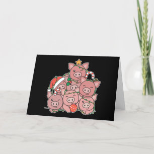 Pig Christmas Tree Funny Animal Christmas Holiday Card