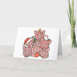 Pig Christmas Tree Funny Animal Christmas Holiday Card