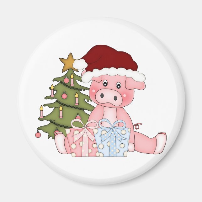 Pig & Christmas Tree Magnet (Front)