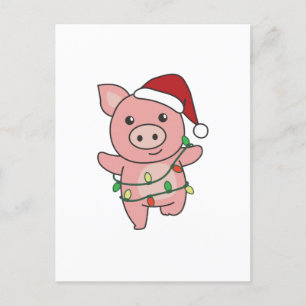 Pig Christmas Winter Animals Pigs Holiday Postcard