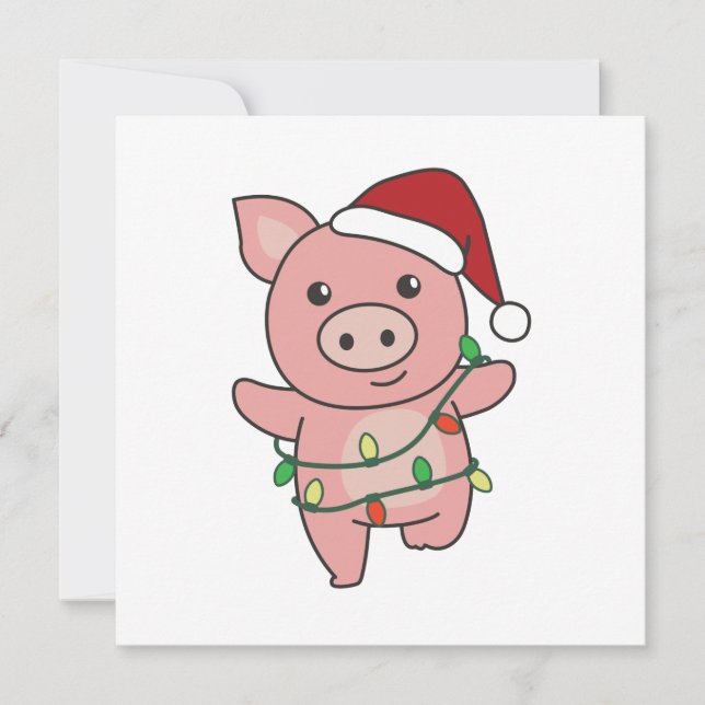 Pig Christmas Winter Animals Pigs Invitation (Front)