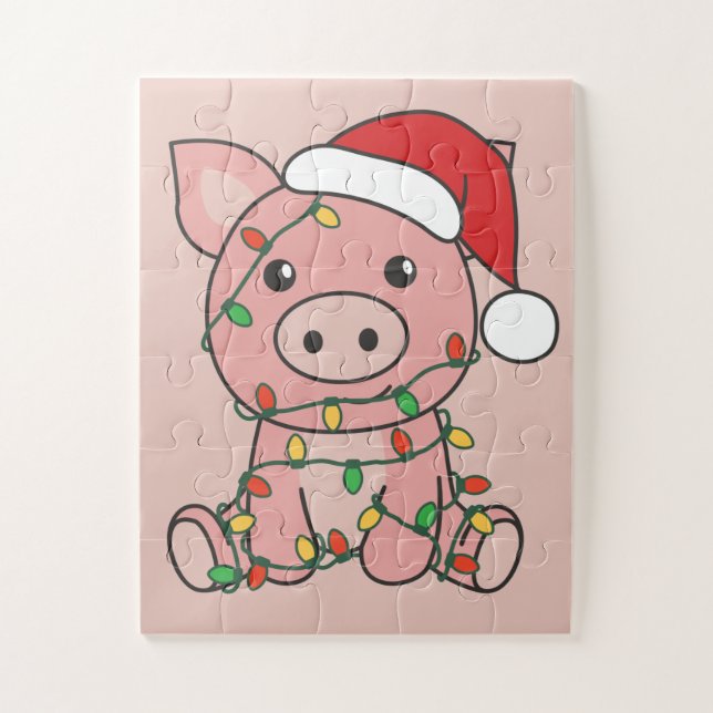 Pig Christmas Winter Animals Pigs Jigsaw Puzzle (Vertical)