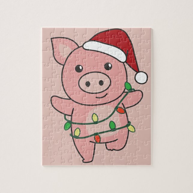 Pig Christmas Winter Animals Pigs Jigsaw Puzzle (Vertical)