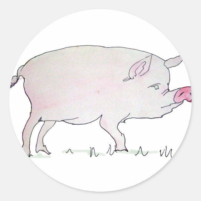 pig classic round sticker (Front)