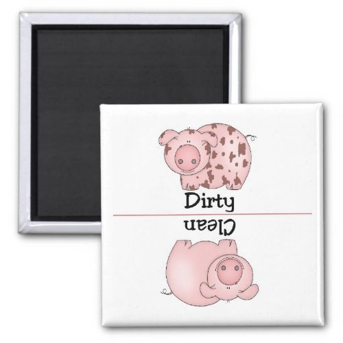 Pig Clean Dirty Dishwasher Magnet Square