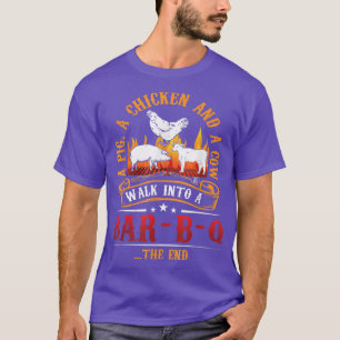 Pig Cow BBQ Meat Lover Grill Friends Fun Chicken  T-Shirt