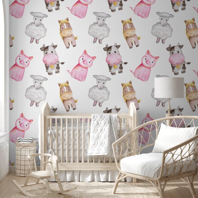 Pig Cow Horse Sheep Wall Covering  Wallpaper (Kids)
