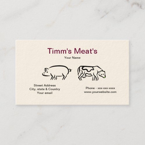 Pig  Cow Meats Business Card