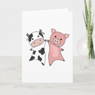 Pig Cow Piggy Cute Farm Animals Card
