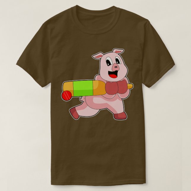 Pig Cricket Cricket bat T-Shirt (Design Front)