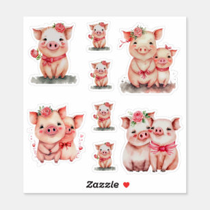 Pig Cuddles Sticker