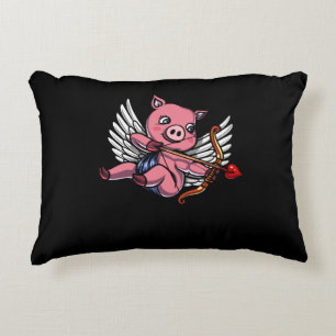 Pig Cupid Cute Valentines Day Farm Animal Accent Pillow