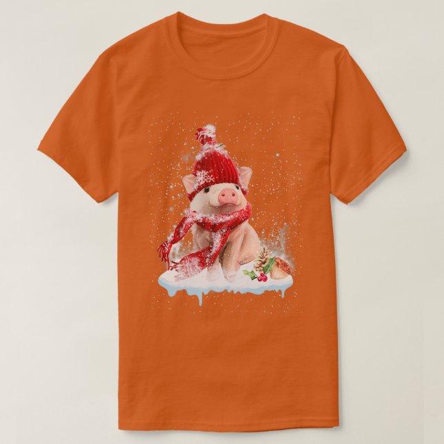 Pig Cute Welcome Merry Christmas  T-Shirt (Design Front)