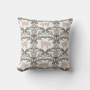 pig damask throw pillow