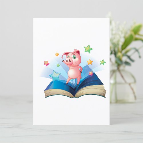 Pig Dancing On A Book Invitation