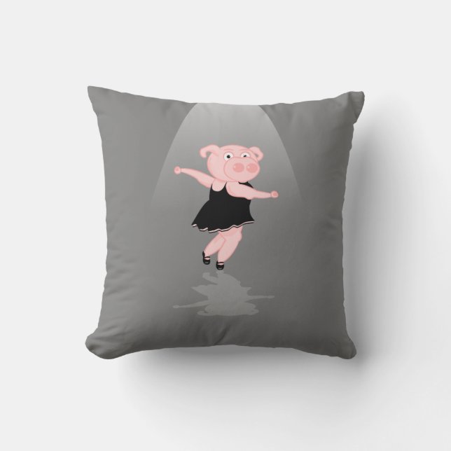 Pig Dancing Throw Pillow (Front)